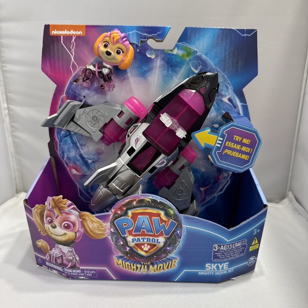 PAW PATROL: The Mighty Movie, Mighty Pups Jet with Lights, Sounds & Skye Figure